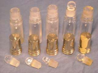 ANTIQUE VINTAGE PERFUME BOTTLES W/GLASS STOPPERS AND LEATHER CASE 