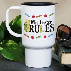  Personalized My Teacher Rules Travel Mug: Home & Kitchen