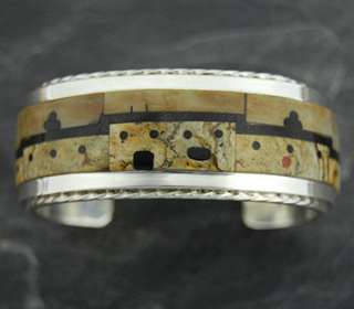   silver inlay pueblo bracelet item br mc047 native american zuni