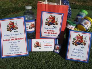 Super Mario Brothers Birthday PDF CD w/ Favors Water Candy Popcorn 