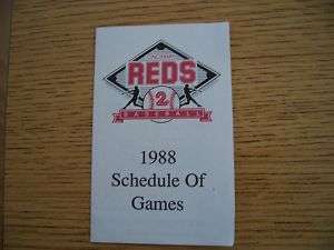 1988 Cincinnati Reds Baseball Pocket Schedule  Kroger  