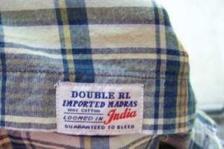 Ralph Lauren mens RRL plaid shirt large $180 nwt blue  