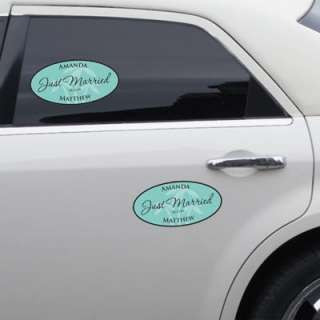 JUST MARRIED PERSONALIZE BEACH WEDDING CAR WINDOW CLING  