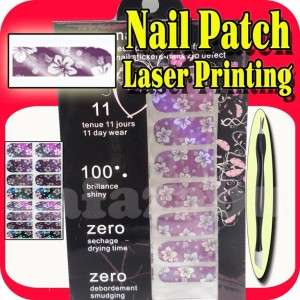 16 X NAIL PATCH FOIL STICKERS + PRESS TOOL #Laser Printing Purple 
