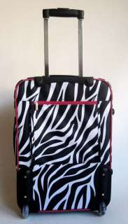 Piece Luggage Set Travel Bag Rolling Wheel Pink Zebra  