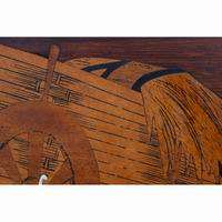 16 x 12 Bulls Wagon Carved Wood Indian Art Bone Inlay  