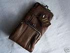 CHOCOLATE BROWN LEATHER CIGARETTE CASE 100mm 100s COIN MONEY PURSE BN 