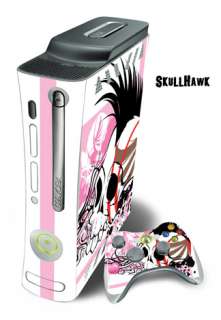  Decal Cover for Xbox 360 Console + two Xbox 360 Controllers   Skull 