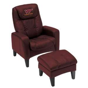   Tech Hokies Leather Casual Lounger with Ottoman