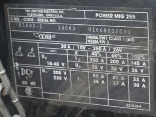 LINCOLN POWER MIG 255 WELDER 250 AMP  