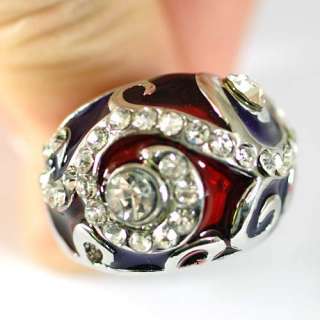   Size 9 14K GP Red CZ Gemstone Inlay Sphere Ring Jewelry Fashion Rings