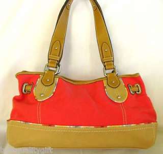 FOSSIL KYLIE SATCHEL TOMATO RED CANVAS HOBO BAG PURSE  