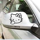 2x reflective black {angry hello kitty }car rearview mirror decal 