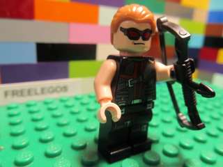 Lego Marvel Super Heroes HAWKEYE minifigure w/ bow & arrow weapon 
