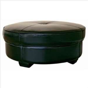   878445000 Brabantio Round Tufted Leather Ottoman Furniture & Decor