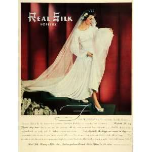  1939 Ad Real Silk Hosiery Wedding Gown Dress Bridal 