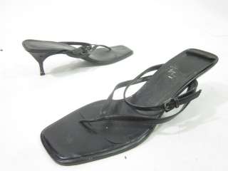 AUTH GUCCI Black Leather Slingback Sandals Pumps Size 8  