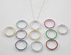 Birthstone CZ Circle of Life Sterling Silver Necklaces  
