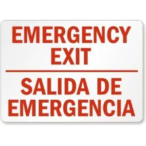 Emergency Exit (Bilingual) Plastic Sign, 14 x 10