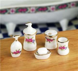 Dollhouse Miniature Bathroom Porcelain Soap Cup Bottle  