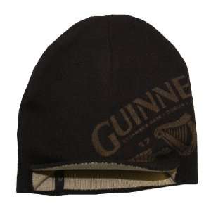 Guinness Irish Shamrock Harp Logo Beer Reversible Billed Beanie Hat 