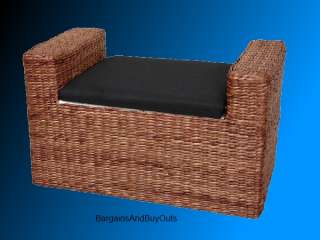 Oriental Furniture Dark Brown Rush Grass Storage Bench  