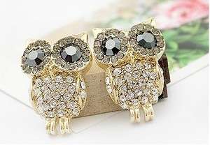   New Fashion Jewelry Womens Crystal Big Eye Owl Earrings Stud  