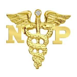 NursingPin   Nurse Practitioner NP Nursing Pin with Diamond in 14K 