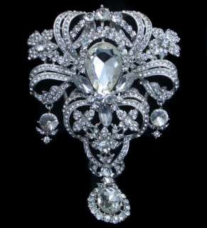 12 Bridal Flower Pin Brooch Clear Swarovski Crystals  