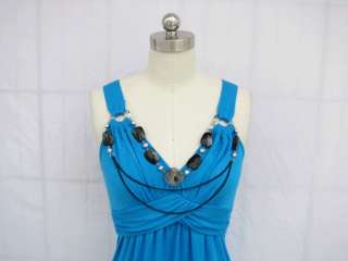 BL611UP BLUE STRETCH BEADED CHAIN TOP BLOUSE SIZE XL  