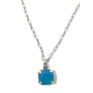   Sterling Silver Plated Caribbean Blue Swarovski Crystal Necklace
