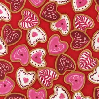 FAT QUARTER  Heart Sugar Cookie Red Valentines Fabric Robert Kaufman 