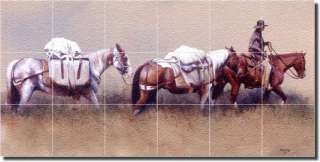 Fawcett Horse Western Art Glass Wall Floor Tile Mural  
