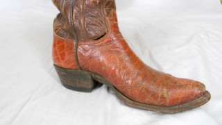 VTG 50s Black Label TONY LAMA Alligator Belly REPTILE Cowboy Leather 