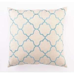  Aqua Way  Moroccan Tile Linen Pillow
