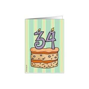  birthday   cake & candle 34 Card: Toys & Games
