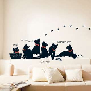 BLACK CATS ★ WALL DECOR DECAL STICKER REMOVABLE VINYL  