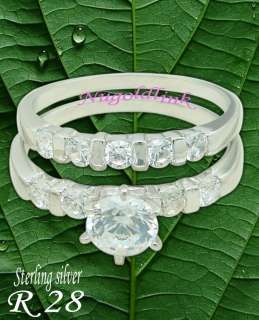 Sterling Silver CZ Wedding Ring Set Sz 5 6 7 8 9 10 11  