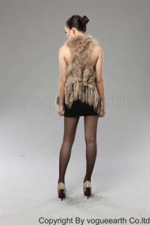 9120 new real raccoon trim knitted rabbit fur 2 color vest/jacket fit 