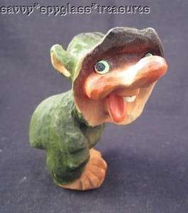   & Funny Henning Norway Elf or Gnome Wood Carving Figurine  