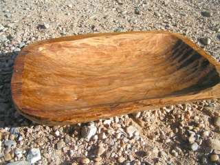 Wooden Dough Bowl WOOD Carved Primitive TRENCHER Batea 0211  