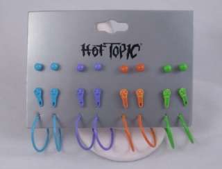 12 Pair Zippers,Hoops,Stud Earrings by Hot Topic #E1060  
