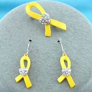  Yellow Ribbon Troop Awareness ~ Pendant & Earring Set w 