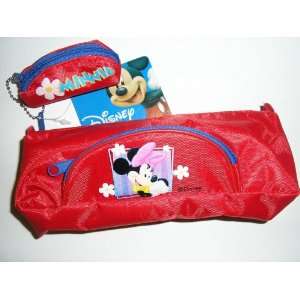  Disney Minnie Mouse Pencil Pouch Bag & Coin Purse Set 