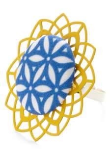 Kaleidoscopic Style Ring   Multi, White, Cutout, Yellow, Blue, Print