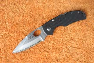 NAVY Backlock 440C Stainless Steel Full Serrated Blade Folding Knife K 