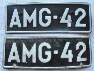 1960s Finland Pair of Vintage Car Auto License Plates #AMG 42. Made of 