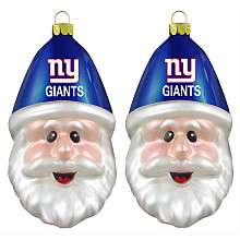 Topperscott New York Giants 2 Glass Santa Cap Ornaments   NFLShop