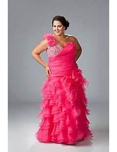 Ruffle Skirt Plus Size Prom Dress