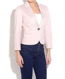 Mid Pink (Pink) Cropped Twill Blazer  237405373  New Look